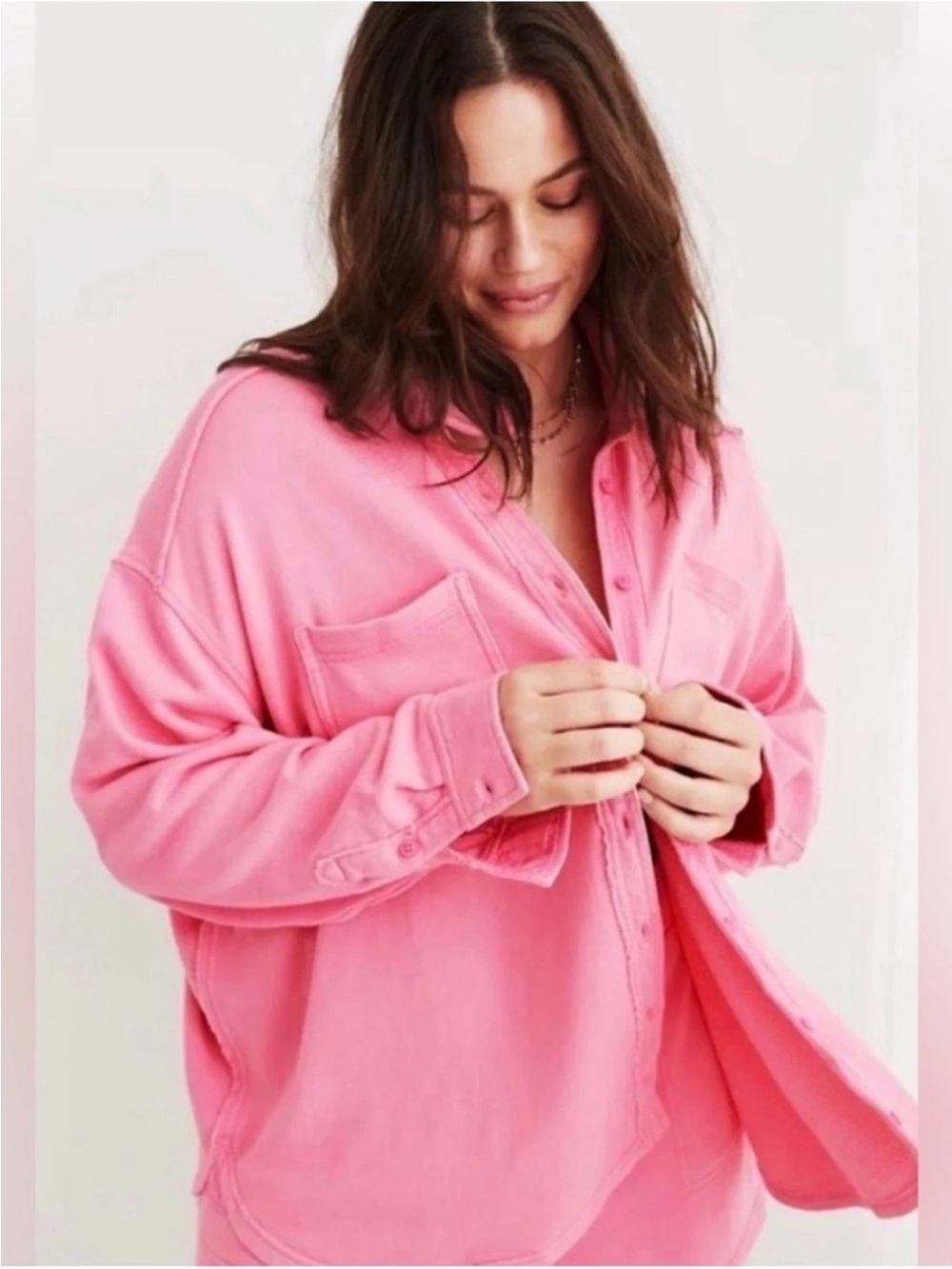 aerie | Lumberjack in Light Pink Button-Up Shacket XS
